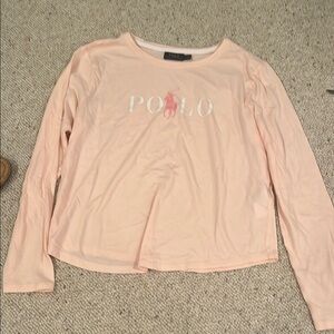Ralph Lauren womens peach color with pink polo and white writing of logo